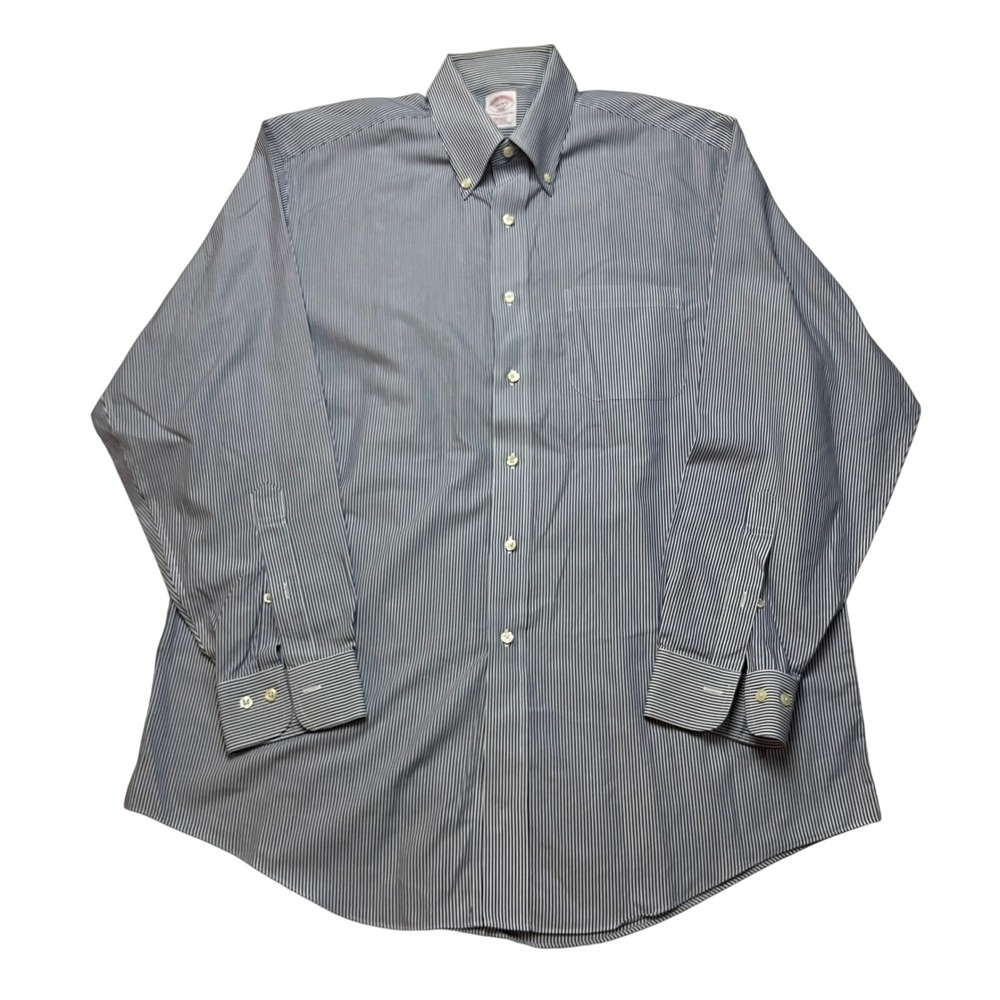 Brooks Brothers Button Down Shirt Mens 16.5 Blue White 346 Regular Striped